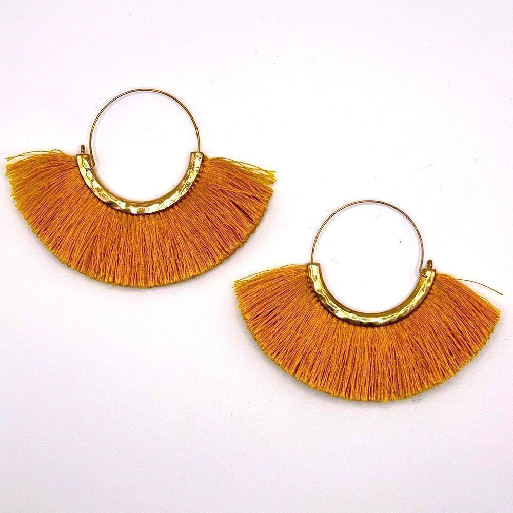 *3/$20* Gold toned and golden yellow colored fringe earrings